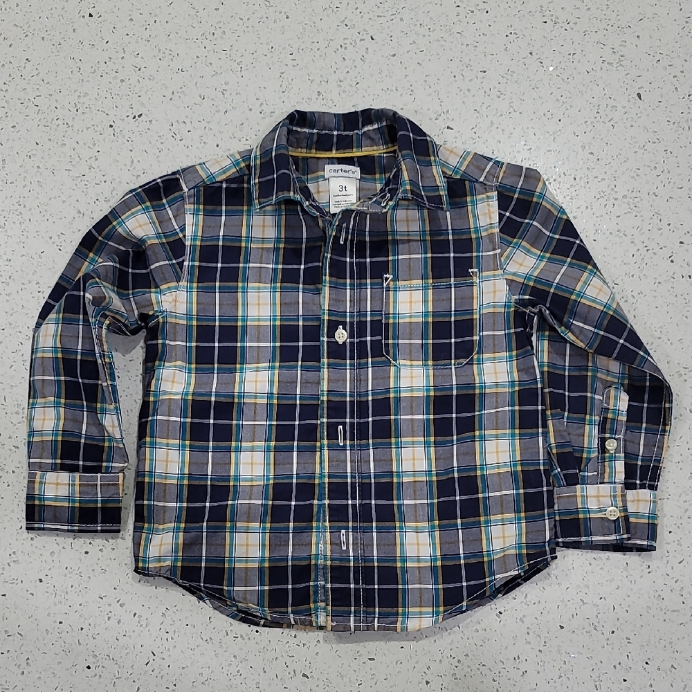 Carter's Blue and White Plaid Button Down Shirt